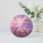 Hot Pink Glitter Disco Ball Party Graduation Einladung (Stehend Vorderseite)