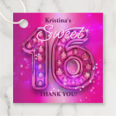 Hot Pink Glitter Rhinestone Glam Sweet 16 Birthday Geschenkanhänger (Vorderseite)