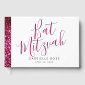 Hot Pink Glitter Sparkly Modern Gästebuch (Vorderseite)