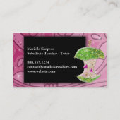 Hot Pink Glitzer Apple Stellvertretender Lehrer Tu Visitenkarte (Rückseite)