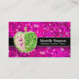 Hot Pink Glitzer Apple Stellvertretender Lehrer Tu Visitenkarte
