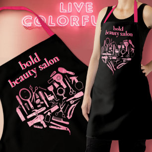 Hot Pink Glitzer Beauty Salon Herzstück Luganerse Schürze