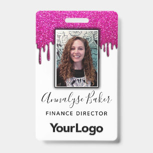 Hot Pink Glitzer Beruflich CNA Nurve Foto Name Ausweis