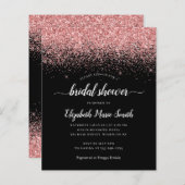 Hot Pink Glitzer Black Bridal Dusche Einladung (Vorne/Hinten)