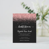 Hot Pink Glitzer Black Bridal Dusche Einladung (Stehend Vorderseite)