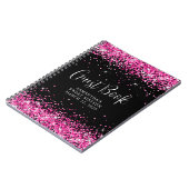 Hot Pink Glitzer Black Sweet 16 Gäste Notizblock (Linke Seite)