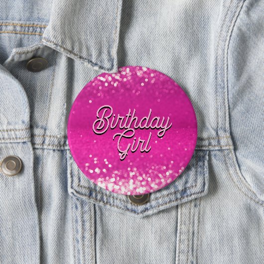 Hot Pink Glitzer Bokeh Benutzerdefinierter Text Button (Beispiel)