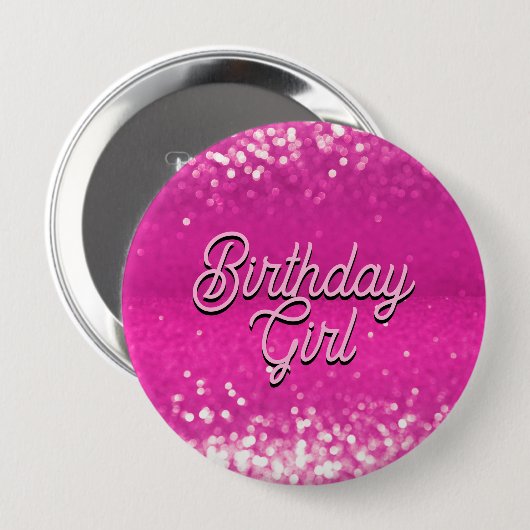 Hot Pink Glitzer Bokeh Benutzerdefinierter Text Button (Vorne & Hinten)