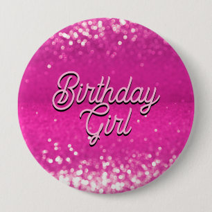 Hot Pink Glitzer Bokeh Benutzerdefinierter Text Button