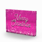 Hot Pink Glitzer Bokeh Benutzerdefinierter Text Fotoblock (Rechts)