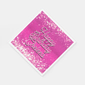 Hot Pink Glitzer Bokeh Benutzerdefinierter Text Serviette (Ecke)