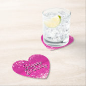 Hot Pink Glitzer Bokeh Benutzerdefinierter Text Untersetzer (Vor Ort)