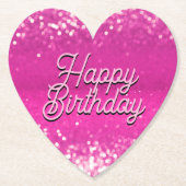 Hot Pink Glitzer Bokeh Benutzerdefinierter Text Untersetzer (Vorderseite)