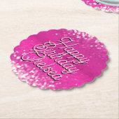 Hot Pink Glitzer Bokeh Benutzerdefinierter Text Untersetzer (angewinkelt)