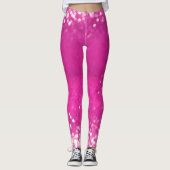 Hot Pink Glitzer Bokeh Leggings (Vorderseite)