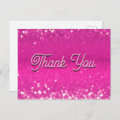 Hot Pink Glitzer Bokeh Vielen Dank Postkarte (Vorne/Hinten)
