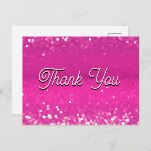 Hot Pink Glitzer Bokeh Vielen Dank Postkarte (Vorne/Hinten)