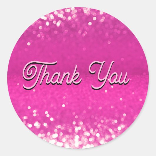 Hot Pink Glitzer Bokeh Vielen Dank Runder Aufkleber (Vorderseite)