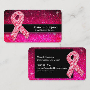 Hot Pink Glitzer Brustkrebs-Überlebensbegleiter Tr Visitenkarte