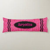 Hot Pink Glitzer Crayon Individuelle Name Kissen K (Vorderseite)