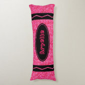 Hot Pink Glitzer Crayon Individuelle Name Kissen K (Vorderseite Vertikal)
