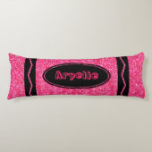 Hot Pink Glitzer Crayon Individuelle Name Kissen K (Vorderseite)