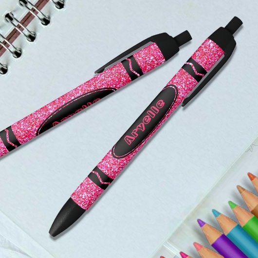 Hot Pink Glitzer Crayon Individuelle Name Push Pen Kugelschreiber