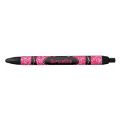 Hot Pink Glitzer Crayon Individuelle Name Push Pen Kugelschreiber (Vorderseite)