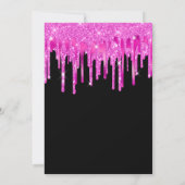 Hot Pink Glitzer Foil Tropfens Black 21. Geburtsta Einladung (Rückseite)