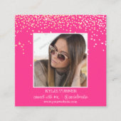 Hot Pink Glitzer | Foto Social Media | QR-Code Quadratische Visitenkarte (Vorderseite)