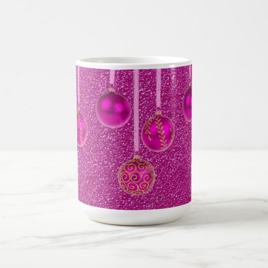Hot Pink Glitzer Frohe Weihnachtsbaumchen Tasse (Mittel)
