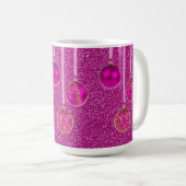 Hot Pink Glitzer Frohe Weihnachtsbaumchen Tasse (VorderseiteRechts)