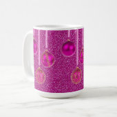 Hot Pink Glitzer Frohe Weihnachtsbaumchen Tasse (Vorderseite Links)