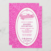 Hot Pink Glitzer Girl Doll 46. Geburtstag Einladung (Vorne/Hinten)