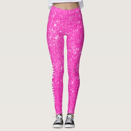 Hot Pink Glitzer Girl Zeigen Sie Ihre Glamour spar Leggings (Vorderseite)