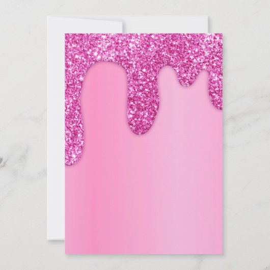 Hot Pink Glitzer Girly Birthday Party Einladung (Rückseite)