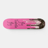 Hot Pink Glitzer Girly Sparky Personalisierter Nam Skateboard (Horizontal)