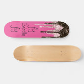 Hot Pink Glitzer Girly Sparky Personalisierter Nam Skateboard (Horizontal)