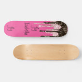 Hot Pink Glitzer Girly Sparky Personalisierter Nam Skateboard (Horizontal)