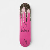 Hot Pink Glitzer Girly Sparky Personalisierter Nam Skateboard (Vorne)