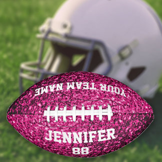 Hot-Pink-Glitzer Glitzern Ihr Name Team Football