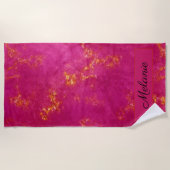 Hot Pink Glitzer Goldene Girly Name Sommer Strandtuch (Vorderseite)