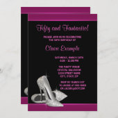 Hot Pink Glitzer High Heels Frauen 50. Brithday Einladung (Vorne/Hinten)