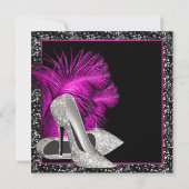 Hot Pink Glitzer High Heels Frauen Geburtstag Einladung (Rückseite)