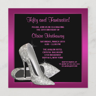 Hot Pink Glitzer High Heels Frauen Geburtstagspart Einladung