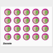 Hot Pink Glitzer Jewel Mint Green Teacher's Apple Runder Aufkleber (Blatt)