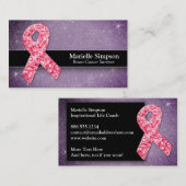 Hot Pink Glitzer Life Coach Survivor Brustkrebs Visitenkarte (Vorne/Hinten)