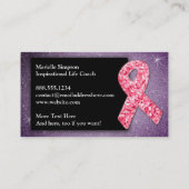 Hot Pink Glitzer Life Coach Survivor Brustkrebs Visitenkarte (Rückseite)