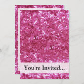 Hot Pink Glitzer Look Einladung (Vorne/Hinten)