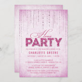 Hot Pink Glitzer Look Hens Party Einladung (Vorne/Hinten)